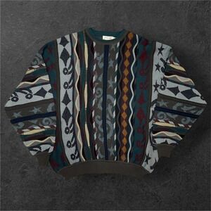 Vintage St Croix Knits 100% Zephyr Wool  Sweater Mens XL 3D Texture Abstract USA